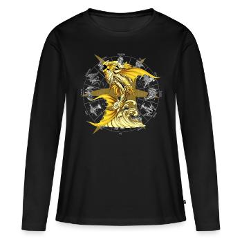 Armure divine du zodiaque des Poissons - T-shirt manches longues Premium bio Femme - noir - Devant - Julia (174cm)