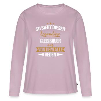 Gleisbauer Gleisbau Eisenbahn Gleise Beruf Spruch - Frauen Premium Bio Langarmshirt - Altrosa - Vorne - Julia (174cm)
