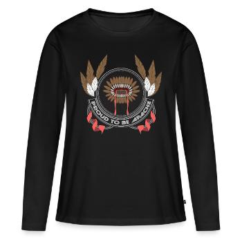 Plumes indiennes indigènes - T-shirt manches longues Premium bio Femme - noir - Devant - Julia (174cm)