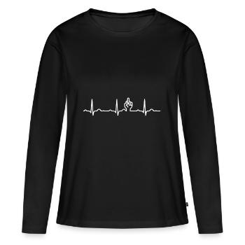 CADEAU - ECG COEUR MAJEUR EN LIGNE BAISE Blanc - T-shirt manches longues Premium bio Femme - noir - Devant - Julia (174cm)