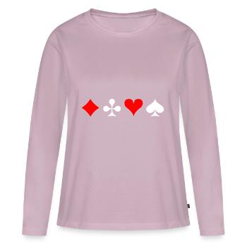 symboles de cartes - Karo Croix Coeur Spades - T-shirt manches longues Premium bio Femme - rose poudré - Devant - Julia (174cm)