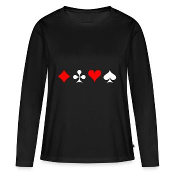 symboles de cartes - Karo Croix Coeur Spades - T-shirt manches longues Premium bio Femme - noir - Devant - Julia (174cm)