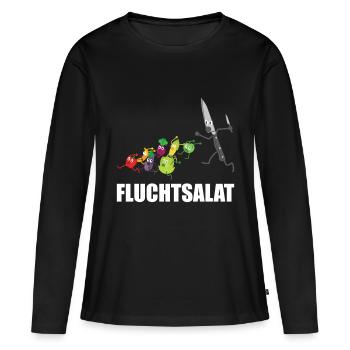Fruchtsalat - Fluchtsalat Früchte Obst Gemüse - Frauen Premium Bio Langarmshirt - Schwarz - Vorne - Julia (174cm)