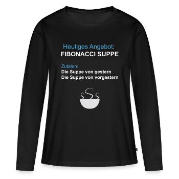 Fibonacci Suppe - lustig Mathe! Witzig Komisch - Frauen Premium Bio Langarmshirt - Schwarz - Vorne - Julia (174cm)