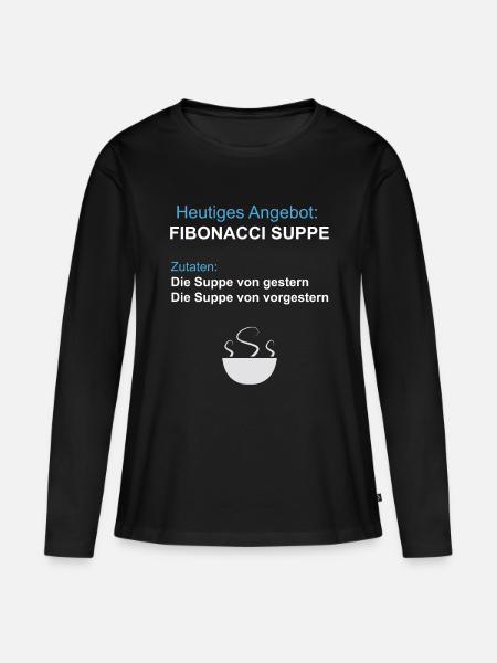 Fibonacci Suppe - lustig Mathe! Witzig Komisch - Frauen Premium Bio Langarmshirt - Schwarz