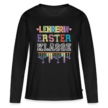 First Class Teacher - For primary school teachers - Women's Premium Organic Long Sleeve Shirt - black - Front - Julia (174cm)