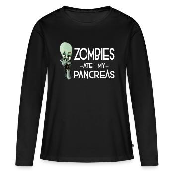 Zombies ate my Pancreas - Horror Zombie Ghost Gift - Women's Premium Organic Long Sleeve Shirt - black - Front - Julia (174cm)