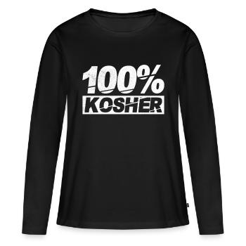 100 % Kosher Jew Judaism Religion Faith Gift - T-shirt manches longues Premium bio Femme - noir - Devant - Julia (174cm)