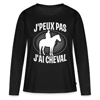 J’ai cheval - T-shirt manches longues Premium bio Femme - noir - Devant - Julia (174cm)