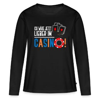 Casino casino - T-shirt manches longues Premium bio Femme - noir - Devant - Julia (174cm)
