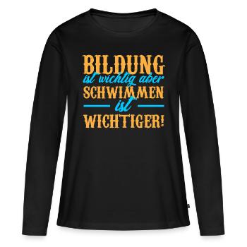 Maillot de bain · EDUCATION · Cadeau - T-shirt manches longues Premium bio Femme - noir - Devant - Julia (174cm)