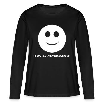 SMILE GRUSELY EVIL FUNNY FUNNY HUMOUR IRONY (W) - T-shirt manches longues Premium bio Femme - noir - Devant - Julia (174cm)