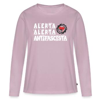 alerta alerta antifascista - Frauen Premium Bio Langarmshirt - Altrosa - Vorne - Julia (174cm)
