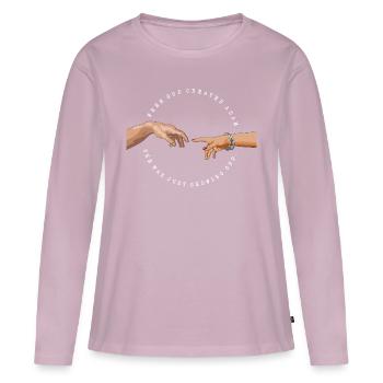 Quand Dieu a créé Adam, elle s'exhibait - blanc - T-shirt manches longues Premium bio Femme - rose poudré - Devant - Julia (174cm)