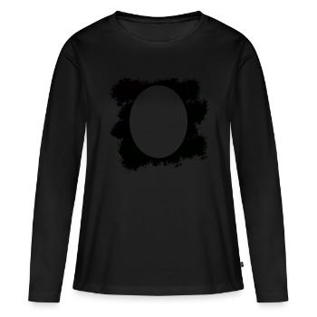 Fond de tache de couleur noire ovale - T-shirt manches longues Premium bio Femme - noir - Devant - Julia (174cm)