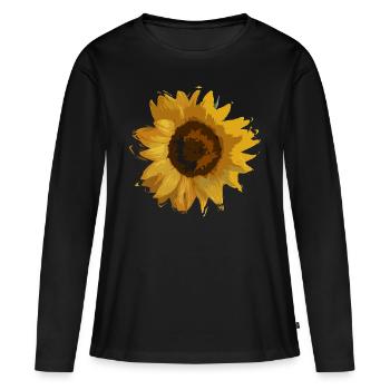 Sonnenblume - Frauen Premium Bio Langarmshirt - Schwarz - Vorne - Julia (174cm)