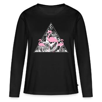 Flamingo - T-shirt manches longues Premium bio Femme - noir - Devant - Julia (174cm)