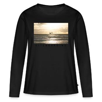 Kiteboarding - Frauen Premium Bio Langarmshirt - Schwarz - Vorne - Julia (174cm)