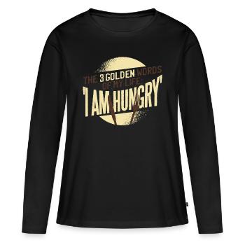 J'ai faim - T-shirt manches longues Premium bio Femme - noir - Devant - Julia (174cm)
