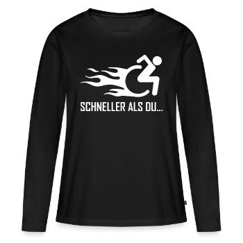 Behinderung Rolli Rollstuhl Handicap Humor - Frauen Premium Bio Langarmshirt - Schwarz - Vorne - Julia (174cm)