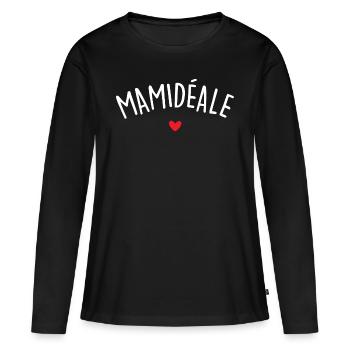 Mamidéale - T-shirt manches longues Premium bio Femme - noir - Devant - Julia (174cm)