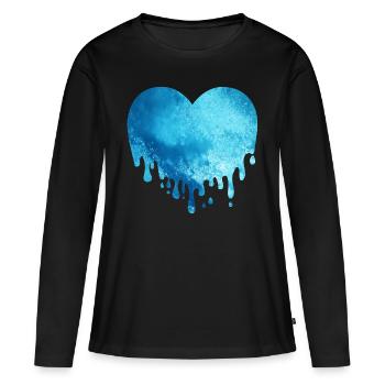 Schmelzendes Eis Gletscher Herz - Frauen Premium Bio Langarmshirt - Schwarz - Vorne - Julia (174cm)