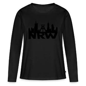 NRW Skyline - Frauen Premium Bio Langarmshirt - Schwarz - Vorne - Julia (174cm)