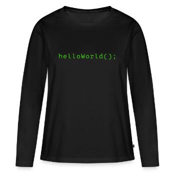 HelloWorld Program Code Coding Informatik - Women's Premium Organic Long Sleeve Shirt - black - Front - Julia (174cm)
