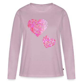 Zwei rosa Herzen - Frauen Premium Bio Langarmshirt - Altrosa - Vorne - Julia (174cm)
