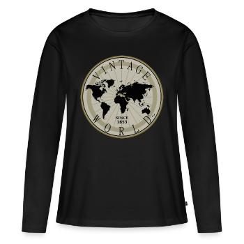 Vintage Shirt, Pillow, Women, Globe, Cup - Women's Premium Organic Long Sleeve Shirt - black - Front - Julia (174cm)