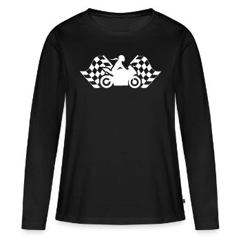 Motocycliste de course de moto femme - T-shirt manches longues Premium bio Femme - noir - Devant - Julia (174cm)