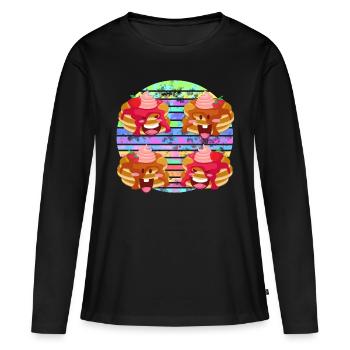 sauce aux crêpes et aux fruits - T-shirt manches longues Premium bio Femme - noir - Devant - Julia (174cm)