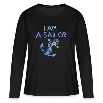 Je suis un marin "je suis un marin" - T-shirt manches longues Premium bio Femme - noir - Devant - Julia (174cm)