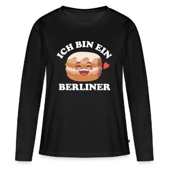 Ich bin ein Berliner Krapfen Doughnut - Frauen Premium Bio Langarmshirt - Schwarz - Vorne - Julia (174cm)