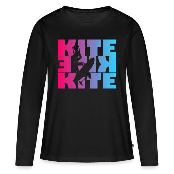 Kite - Women's Premium Organic Long Sleeve Shirt - black - Front - Julia (174cm)