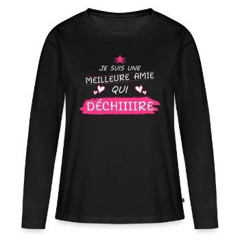 Meilleure amie - Cadeau - Amie - Anniversaire - T-shirt manches longues Premium bio Femme - noir - Devant - Julia (174cm)