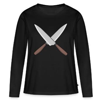 cuisinier couteau de cuisine cuisiniers cuisinier - T-shirt manches longues Premium bio Femme - noir - Devant - Julia (174cm)