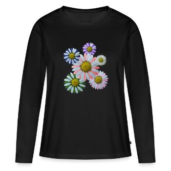 Fleur, Fleur, Fleurs, Fleur, Floral - T-shirt manches longues Premium bio Femme - noir - Devant - Julia (174cm)