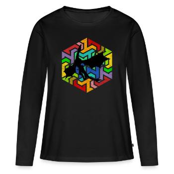 Drache Mythologie Drachen - Frauen Premium Bio Langarmshirt - Schwarz - Vorne - Julia (174cm)
