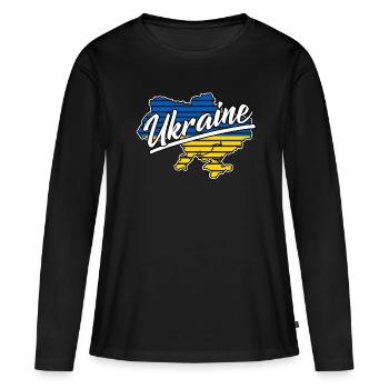 Ukraine Kiev flag - T-shirt manches longues Premium bio Femme - noir - Devant - Julia (174cm)