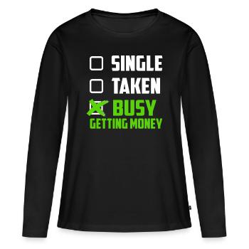 Argent argent unique capital dollar riche millionnaire - T-shirt manches longues Premium bio Femme - noir - Devant - Julia (174cm)