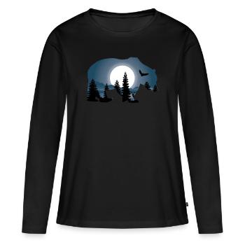 Bär - Frauen Premium Bio Langarmshirt - Schwarz - Vorne - Julia (174cm)