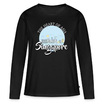 Singapour - T-shirt manches longues Premium bio Femme - noir - Devant - Julia (174cm)