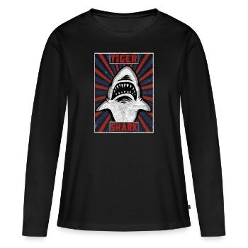 Requin tigre Requin créatures de la mer Requin oursin - T-shirt manches longues Premium bio Femme - noir - Devant - Julia (174cm)