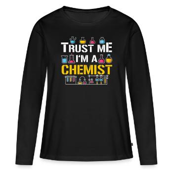 Chimistes - T-shirt manches longues Premium bio Femme - noir - Devant - Julia (174cm)