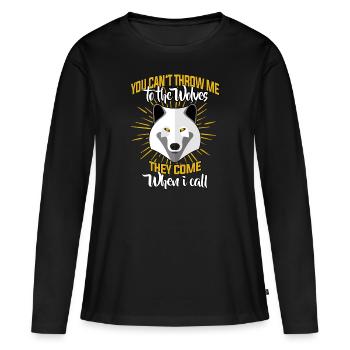 Wolf Wölfe - Frauen Premium Bio Langarmshirt - Schwarz - Vorne - Julia (174cm)