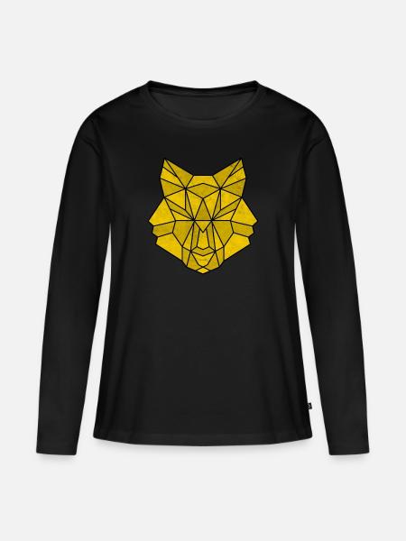 Wolf Polygon Wölfe - Frauen Premium Bio Langarmshirt - Schwarz