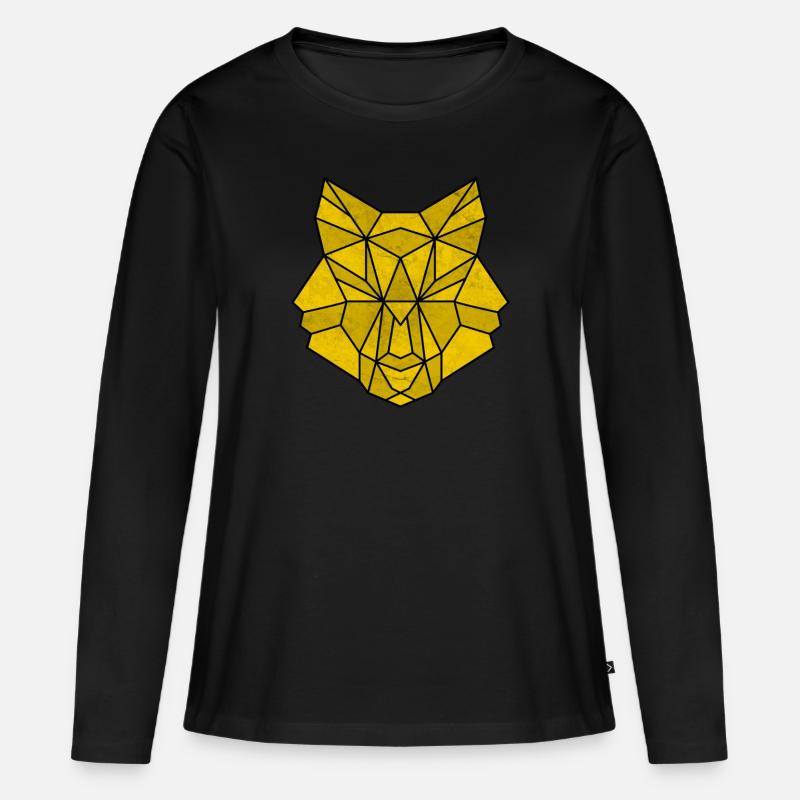 Wolf Polygon Wölfe - Frauen Premium Bio Langarmshirt - Schwarz