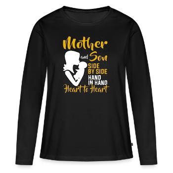 Mutter und Sohn Mama Mom Muttertag Mutterliebe - Frauen Premium Bio Langarmshirt - Schwarz - Vorne - Julia (174cm)
