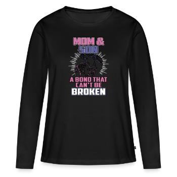 Mutter und Sohn Mama Kind Mutterliebe Mom - Frauen Premium Bio Langarmshirt - Schwarz - Vorne - Julia (174cm)